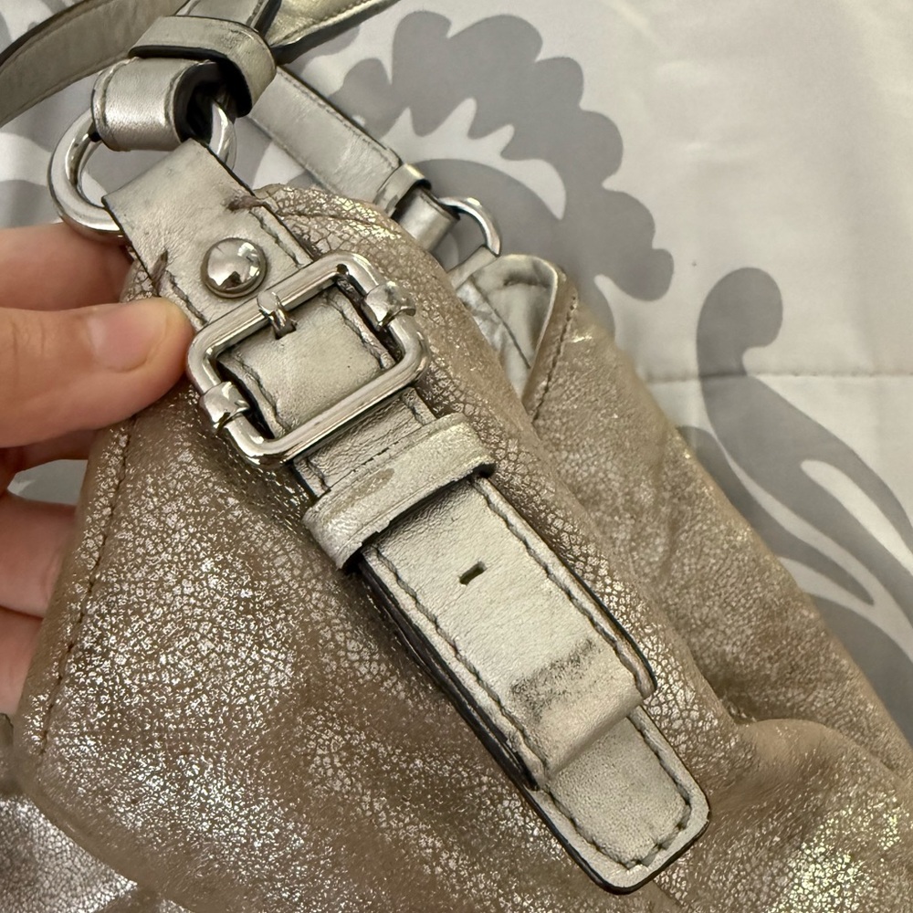 COACH Madison Maggie Metallic Gold Suede Leather Hobo Shoulder Bag - Picture 6 of 16